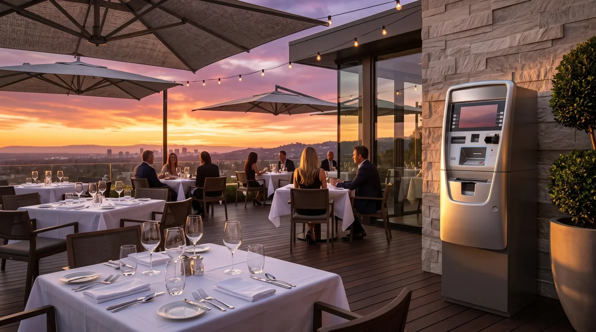ATM inside an elegant restaurant