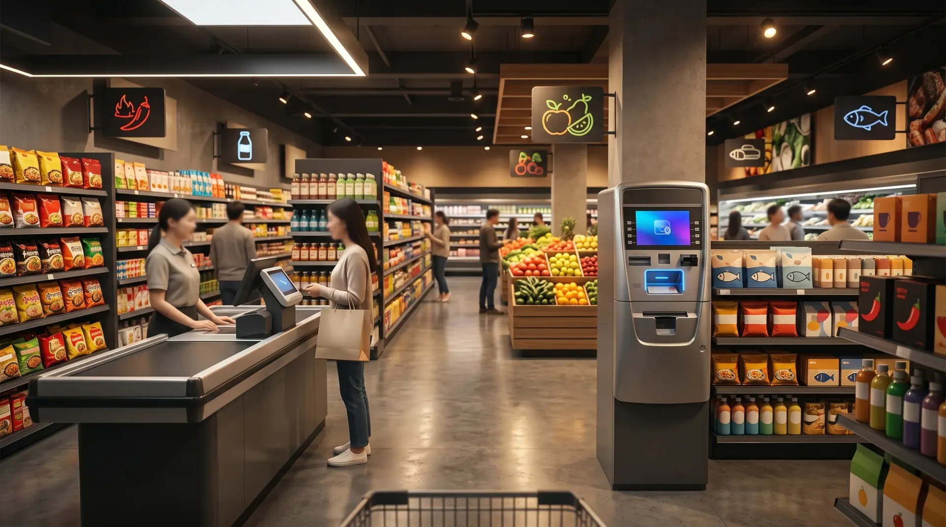 ATM inside a busy supermarket